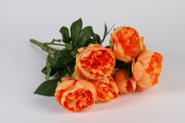 x512am Bouquet de pivoines artificielles orange H63cm