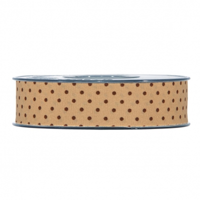 X514UN Ruban tissu � pois beige 25mm x 15m