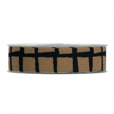 X523UN Beige and white fabric ribbon 25mm x 10m