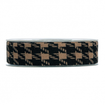 X528UN Black and brown fabric ribbon 25mm x 10m