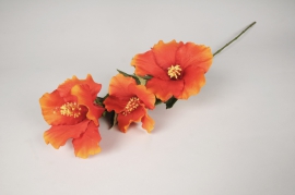 x533ee Orange artificial hibiscus H82cm