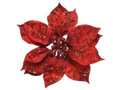 X559KI Poinsettia artificiel rouge pailleté D16cm