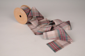 X567UN Beige velvet scottish Christmas ribbon 63mm x 10m