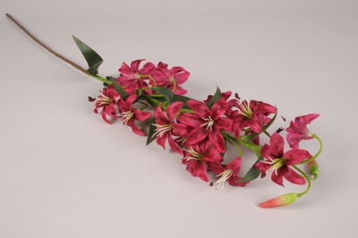 x569ee Lys artificiel rose fonc� H80cm