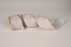 X589UN Silver geometric ribbon 63mm x 10m