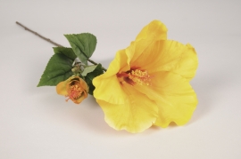 x622ee Yellow artificial hibiscus H67cm
