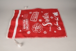 X635UN Red and white Christmas jute bag 49cm x 70cm