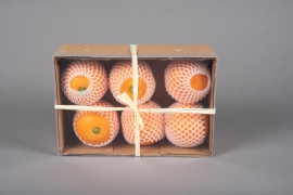 x643jp Boîte de 6 oranges artificielles D7cm