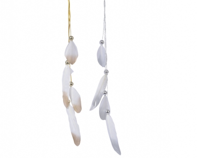 X650KI Assorted pendant feather and pearl H25cm
