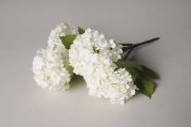 x662nn Hortensia boule de neige artificiel cr&egrave;me H30cm
