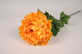 x689ee Chrysanthème artificiel orange H75cm