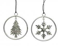 X695KI Silver snowflake and christmas assorted D8cm