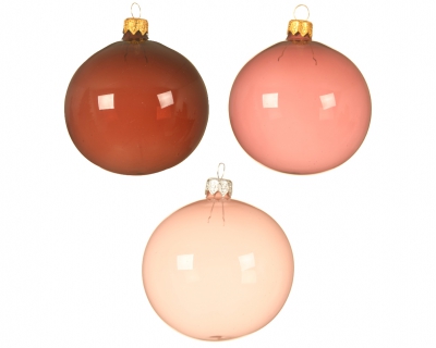 X707KI Bo�te de 6 boules en verre couleurs ambr�es � susp ass D8cm