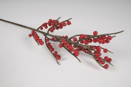 x712di Branche de houx ilex artificiel rouge H56cm