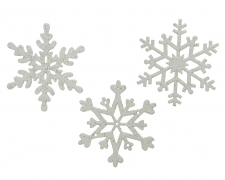 X737KI Set of 2 hanging white glittered snowflakes D12cm