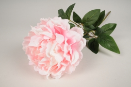 x751jp Pivoine artificielle rose clair H72cm