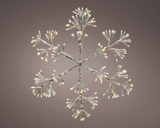 X767KI Metallic silver snowflake 192 white warm LED 42x48cm