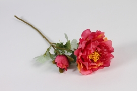 x792di Pivoine artificielle ramifiée rose H60cm