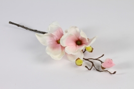x807di Magnolia artificiel rose et crème H46cm
