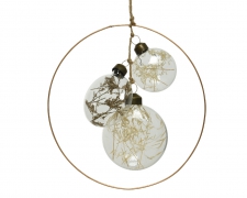 X815KI Hanging ring with glass balls and dried flowers D17,5cm