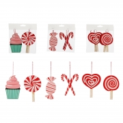 X818DQ Assorted set of 2 red wooden sweets H18cm 