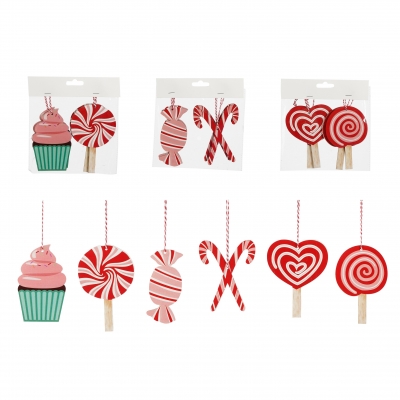 X818DQ Set de 2 friandises en bois assorti H18cm