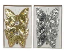 X820KI Set of 3 glittered plastic butterflies 13x20cm