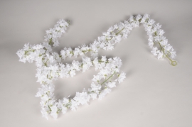 x823mi Guirlande de fleurs artificielles blanches L235cm