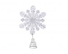 X851KI White glittered plastic snowflake tree topper 20x20cm H29cm