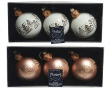 X905KI Box of 3 christmas tree glass balls assorted D8cm