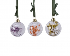 X917KI Boule en verre avec fleurs séchées assorti D8cm
