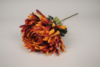 xa45nn Chrysanth�me artificiel rouge orang� H63cm