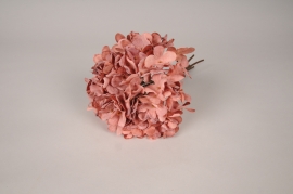 xa61nn Bouquet d'hortensias artificiels vieux rose H28cm