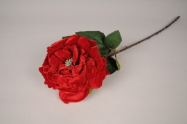 xa71nn Red velvet artificial rose H68cm