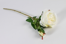 xa95nn Rose artificielle ramifiée blanche H62cm