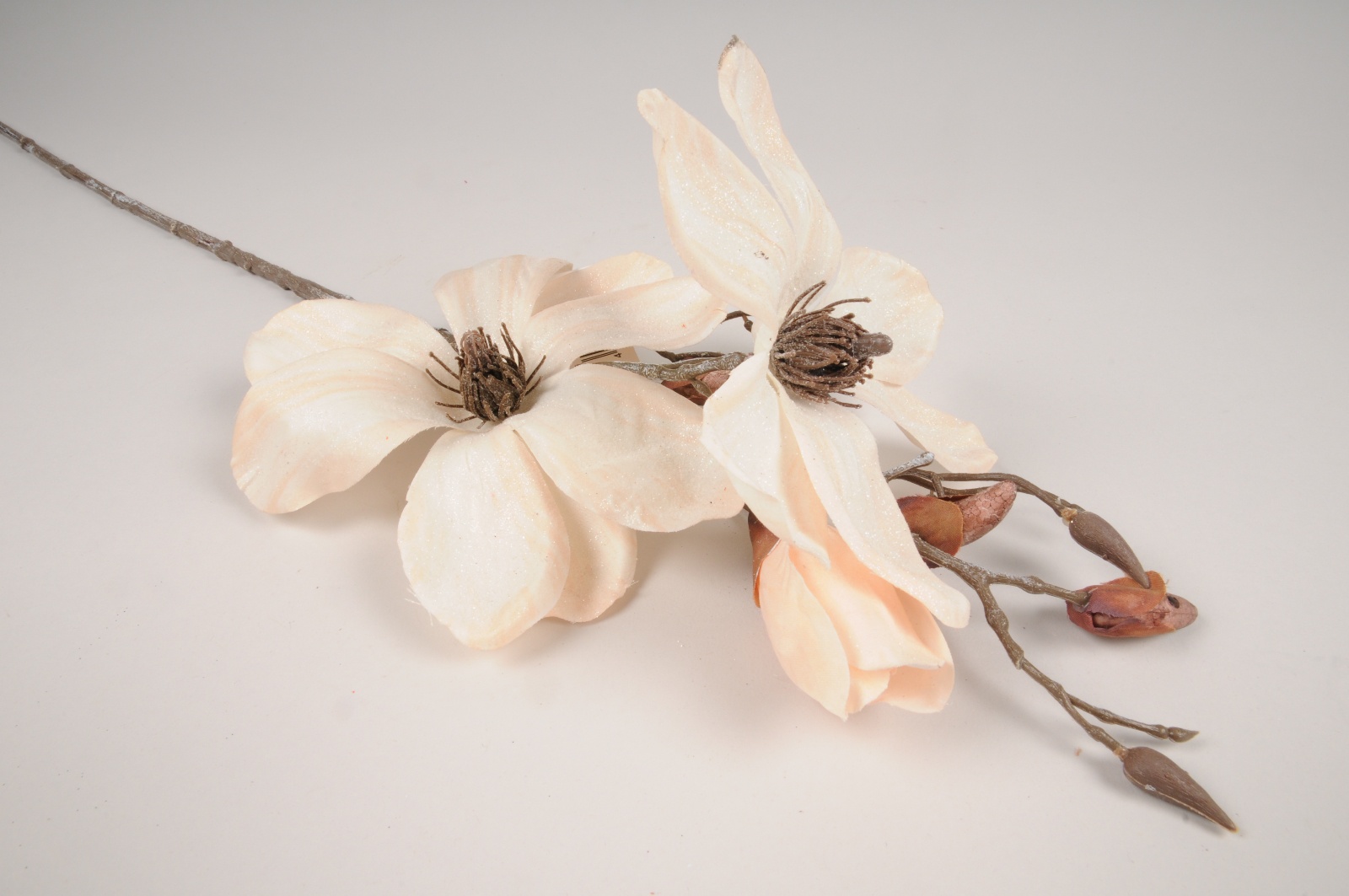 White artificial frosted magnolia branch H85cm