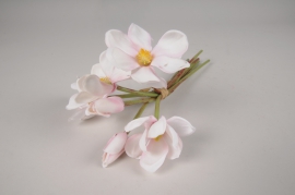 xy55di Bouquet de magnolia artificiel rose clair H29cm