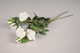xz44di Bouquet de roses artificielles blanches H35cm