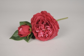 xz45di Rose artificielle rouge H35cm