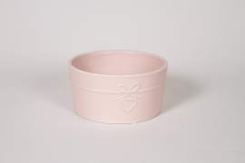 Y8-000186 Pink ceramic bowl with heart D15cm H7,5cm