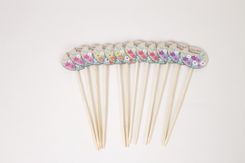 Y8-000192 Pack of 12 assorted wooden  Happy Grandmother's Day  picks D6cm H15cm