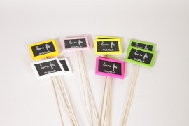 Y8-000194 Pack of 12 assorted wooden  Happy Grandmother's Day  picks H30cm