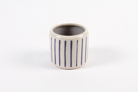 YU-000004 Ceramic plant pot blue line D11 cm H9.5 cm