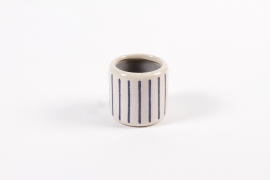 YU-000005 Cache-pot en céramique ligne bleu D6 cm H5.5 cm