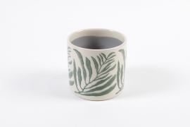 YU-000009 Green palm ceramic plant pot D14cm H12.5cm