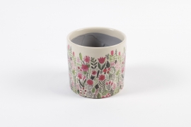 YU-000015 Cache-pot en céramique prairie D14cm H12.5cm