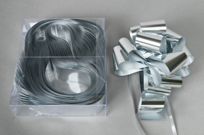 ZR-000073 Box of 30 shiny silver auto knots� width of the ribbon 30mm