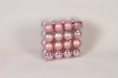 ZY-000073 Box of 32 plastic balls pink D6cm