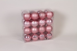 ZY-000074 Box of 32 plastic balls pink D8cm