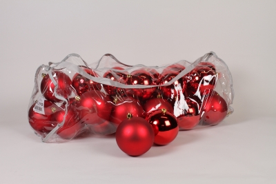 ZY-000079 Sac de 28 boules plastiques rouge D12cm